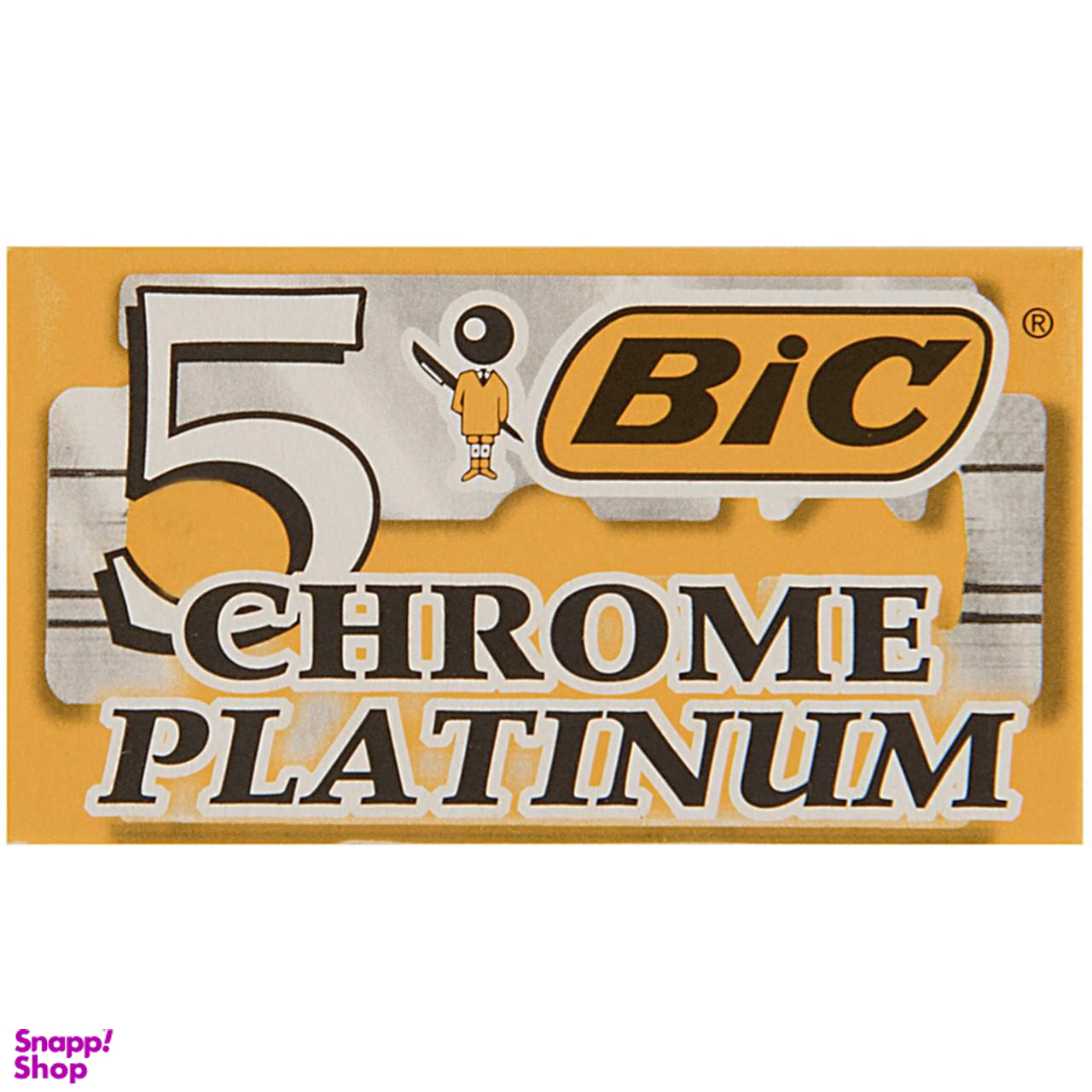 تیغ یدک سنتی بیک (Bic) مدل Platinum Chromium Double Edge بسته 5 عددی