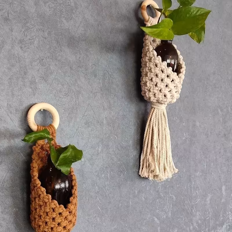 آویز گل مکرومه تضمین کیفیت بافت تمام کار دست قابل شستشو