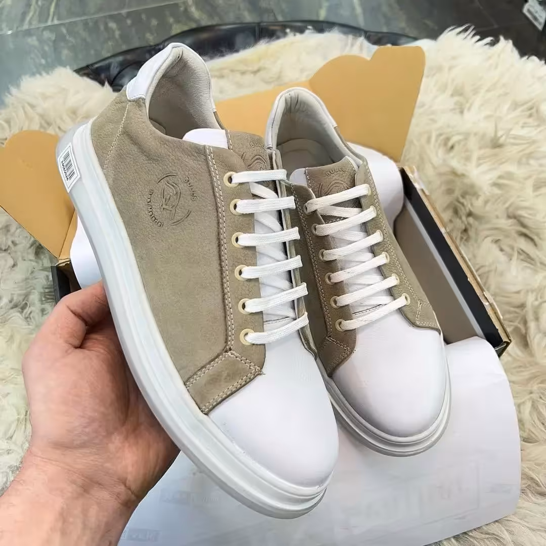 کتانی مردانه تمام چرم ترک مدل بلغاری 