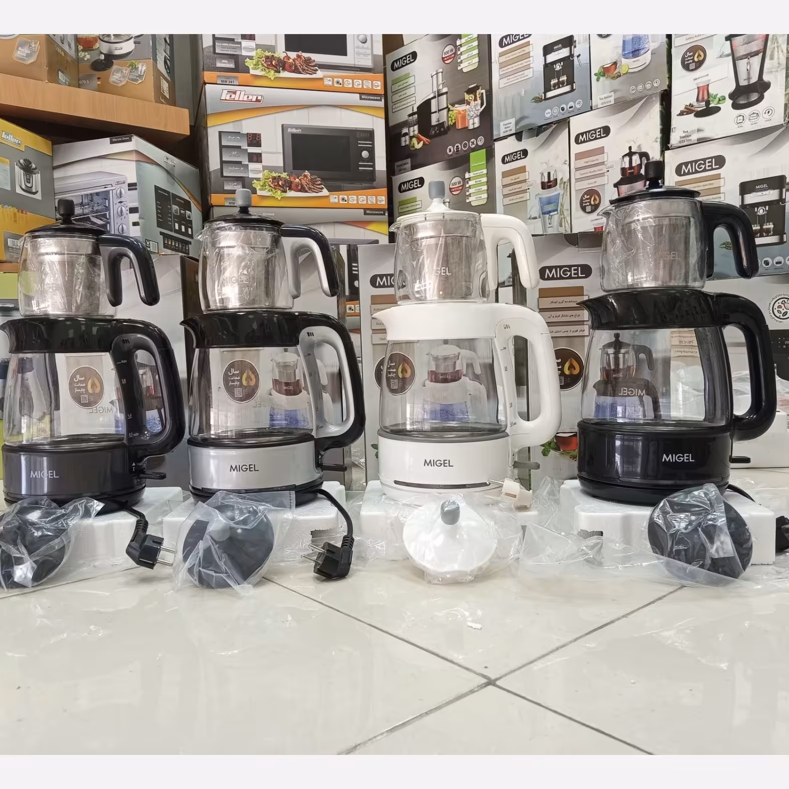 چایساز روهمی میگل مدل GTS070 بدنه کتری و قوری شیشه ای با 5 سال گارانتی و 10 سال خدمات پس از فروش