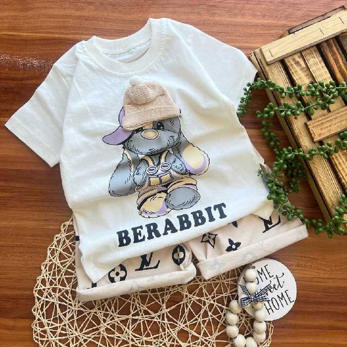 ست تیشرت و شلوارک اسپورت بچگانه شیک و زیبا مناسب حدود سنی 2 تا 7 سال جنس پنبه لاکرا درجه یک 