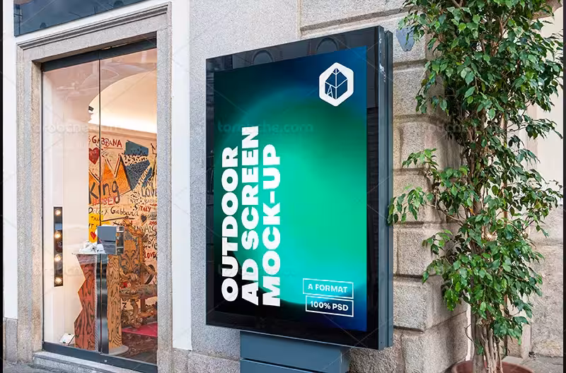 موکاپ لایه باز بنر تبلیغاتی شهری | گرافیک با طعم تربچه