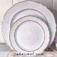 سرویس چینی پردیس طرح آرمیتا طلایی 102 پارچه کد 822b