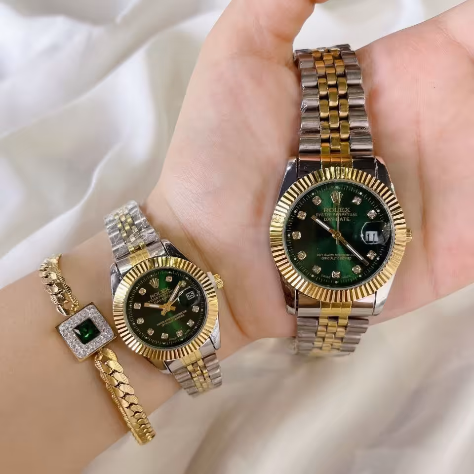 ست ساعت رولکس. ارسال رایگان. صفحه ساعت مردانه 35 زنانه 25 میلیمتر