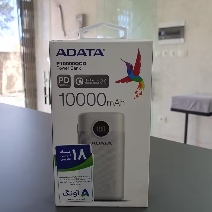پاور بانک 10000 تا ادیتا فست شارژر(p1000qcd)همراه با گارانتی آونگ(دارای رنگ بندی)