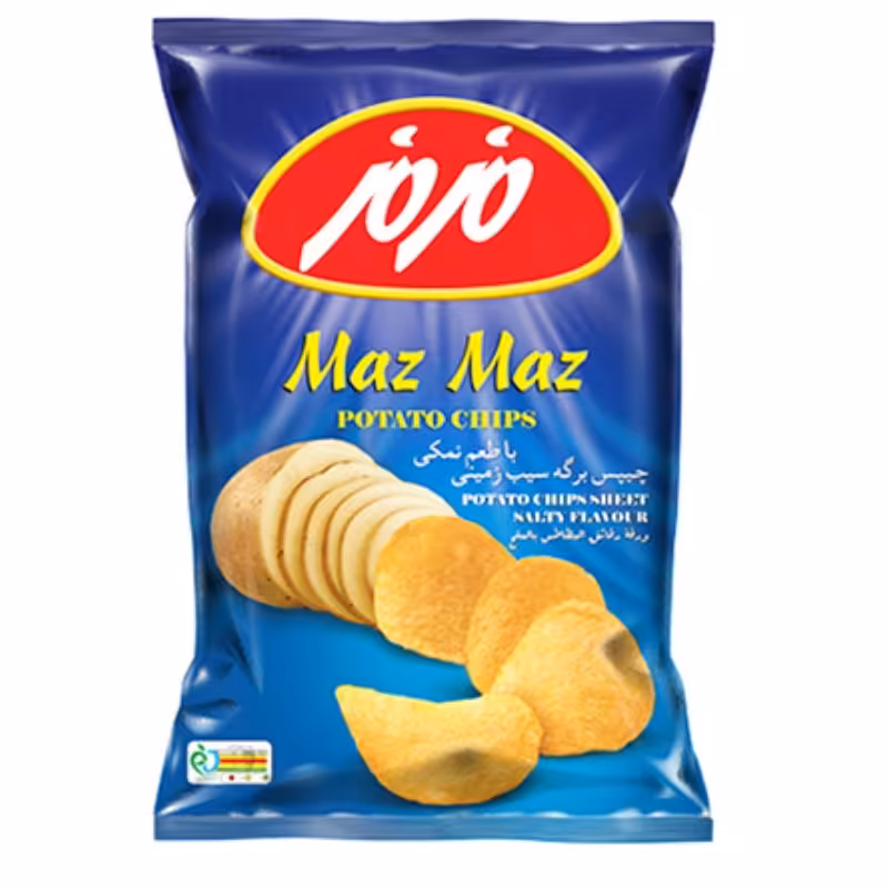چیپس نمکی پیاز جعفری سرکه نمکی فلفل مزمز 60 گرمی 40 عددی 