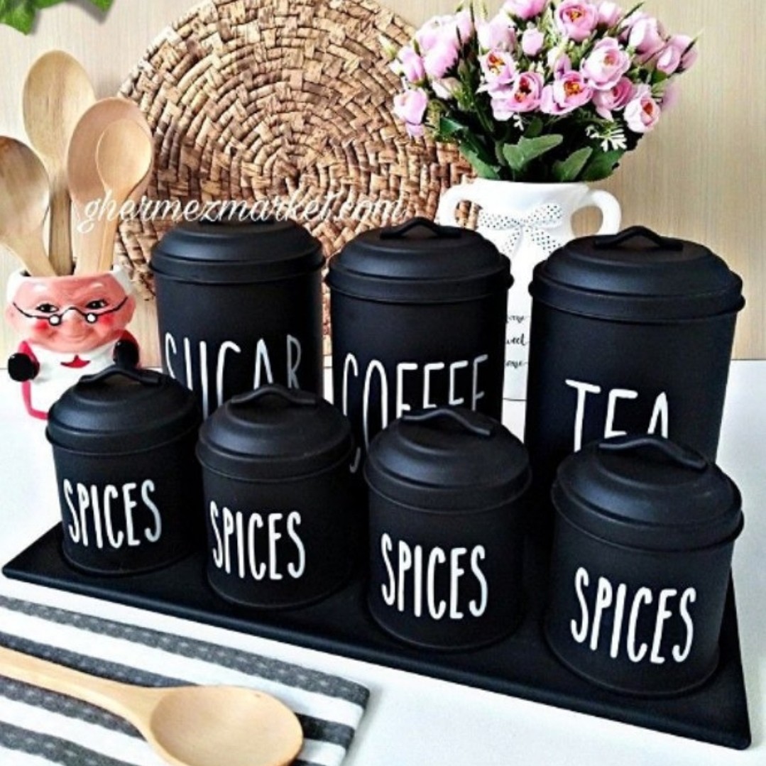 پاسماوری تکست هفت تایی کفه دار مشکی،سه بانکه بزرگ و چهار  کوچک 