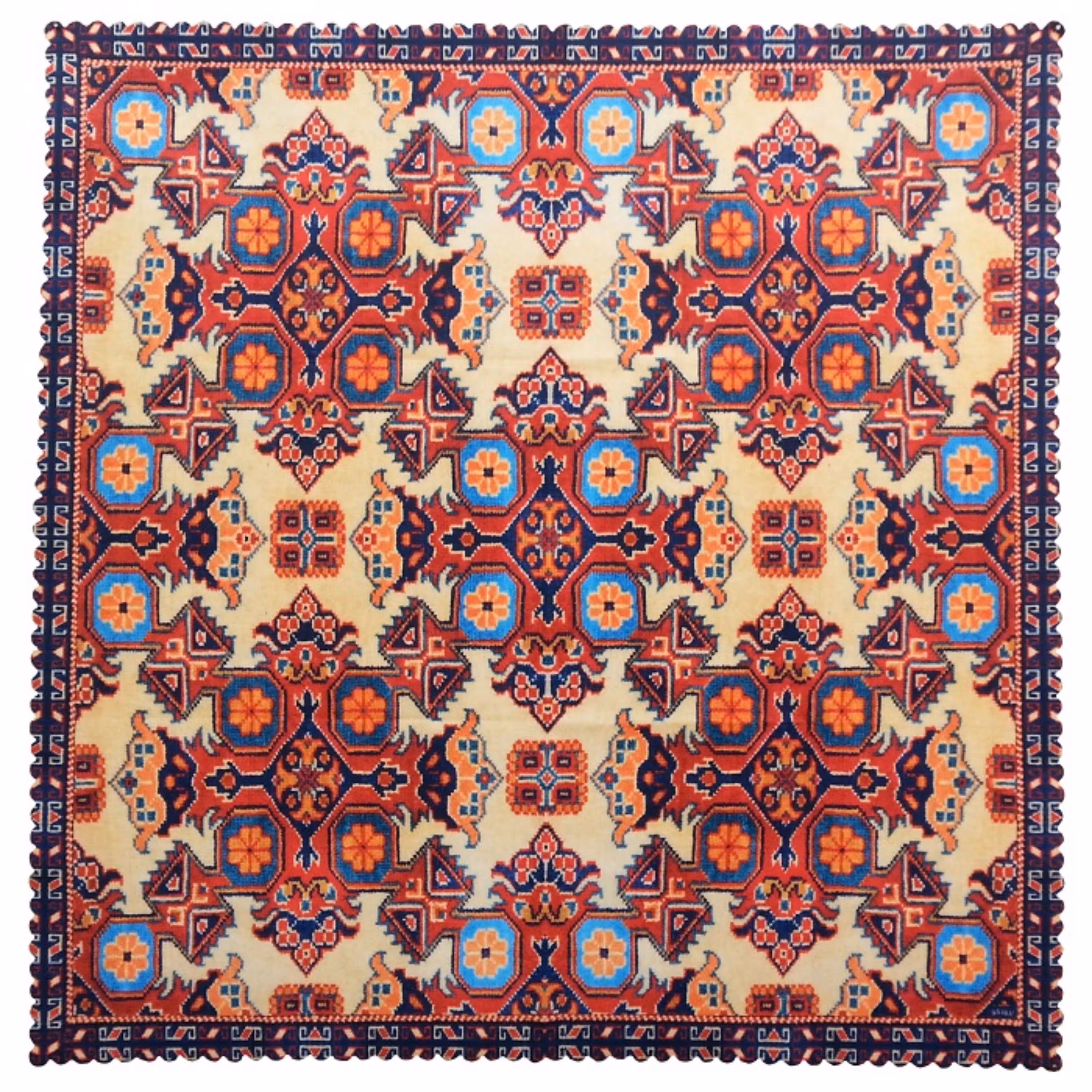 رومیزی مخمل کوبیده  جنس و رنگ عالی  کد MAKHMOR16  طرح گلیم  رنگ کرم  بدون آستر