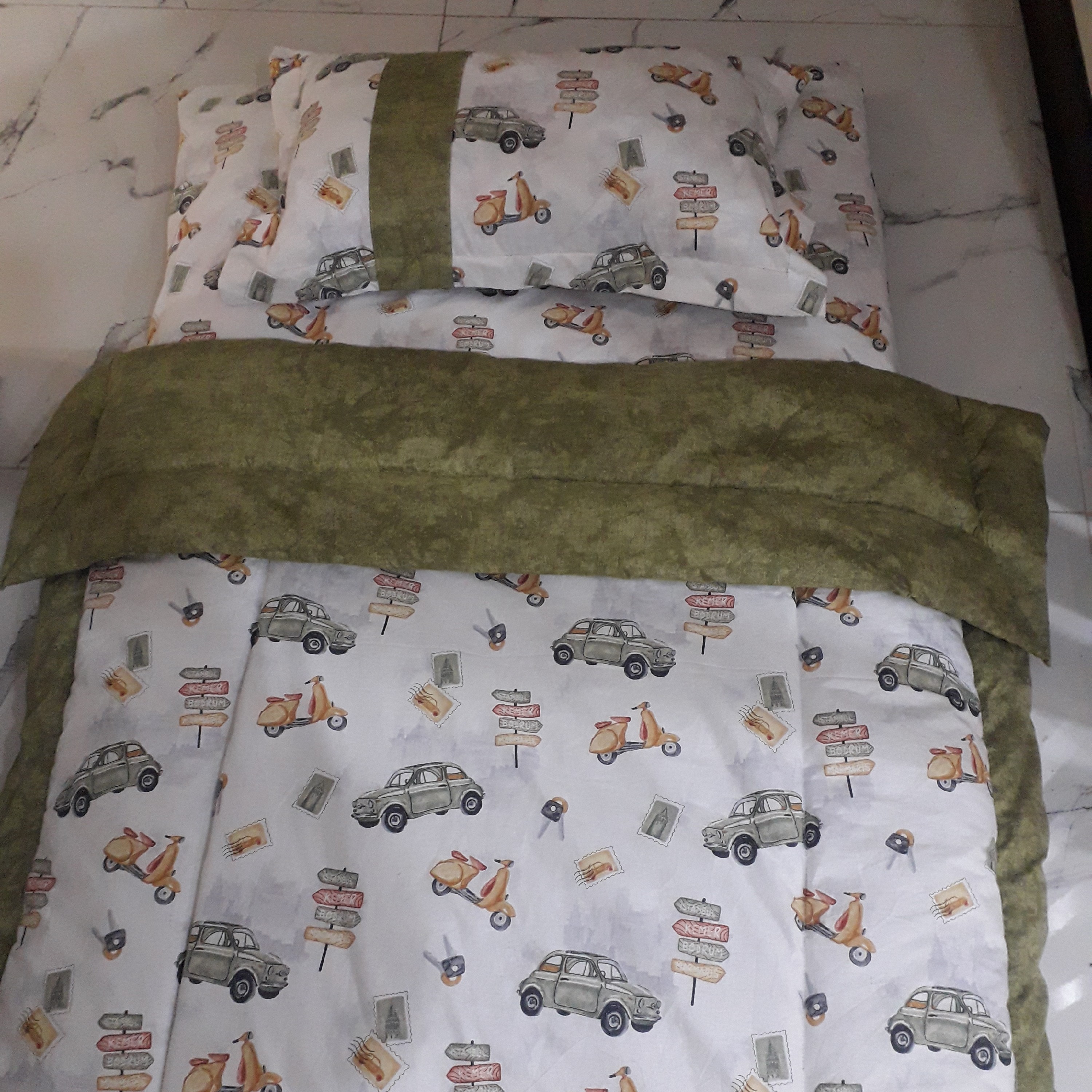 ست تشک ولحاف و بالشت طرح ماشینی قابل استفاده تا 6 سالگی  وقابل سفارش در 2 سایز