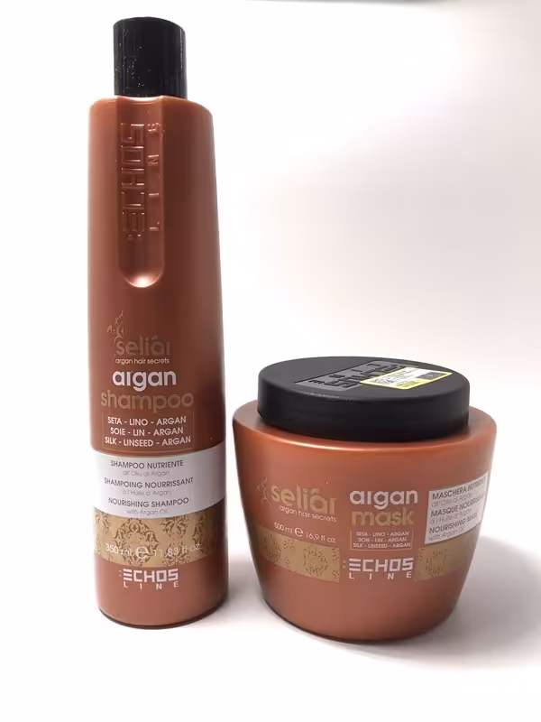 پک دو تایی شامپو و ماسک مو آرگان اچ اس لاین - ECHOSLINE
