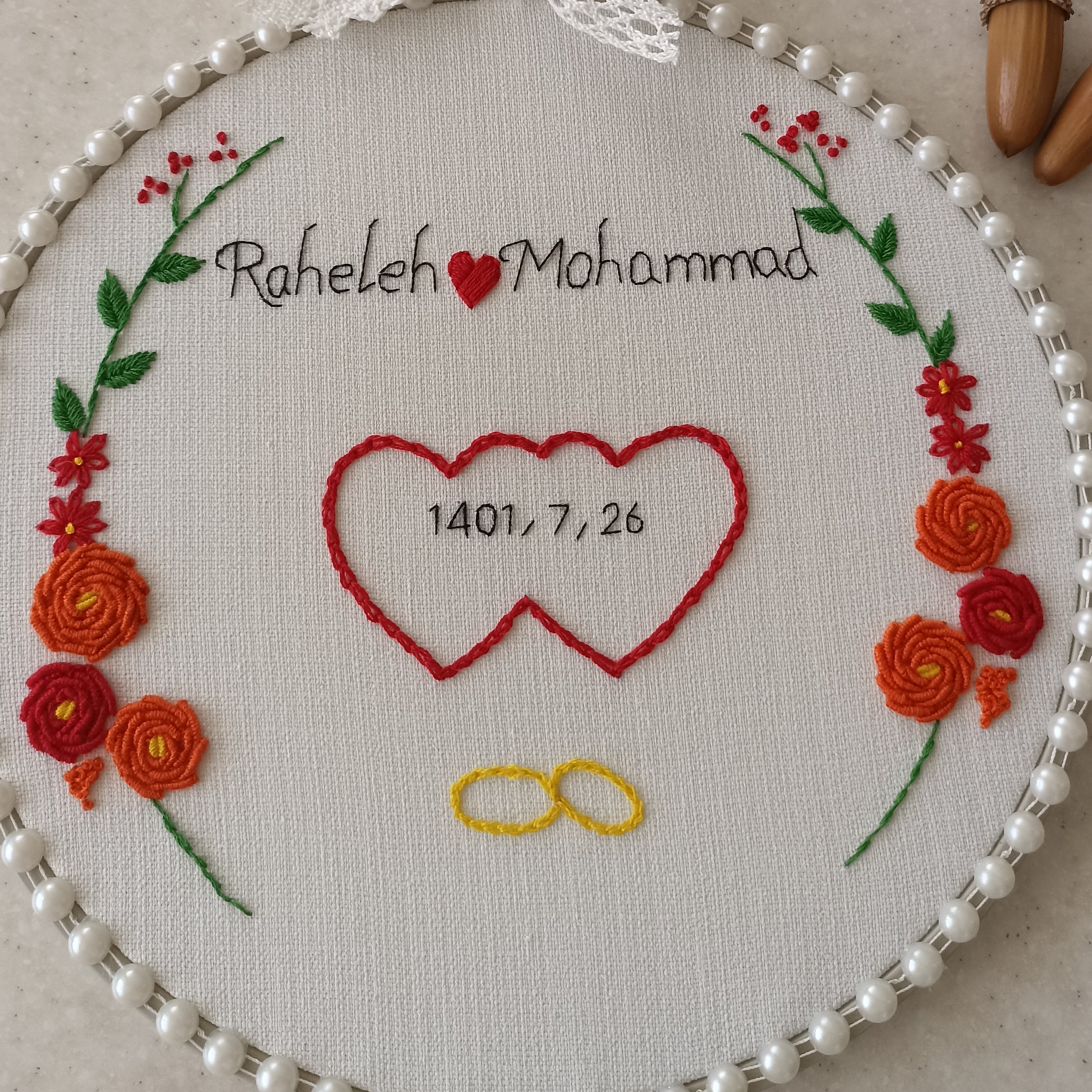 تابلو گلدوزی شده تقویم ازدواج 