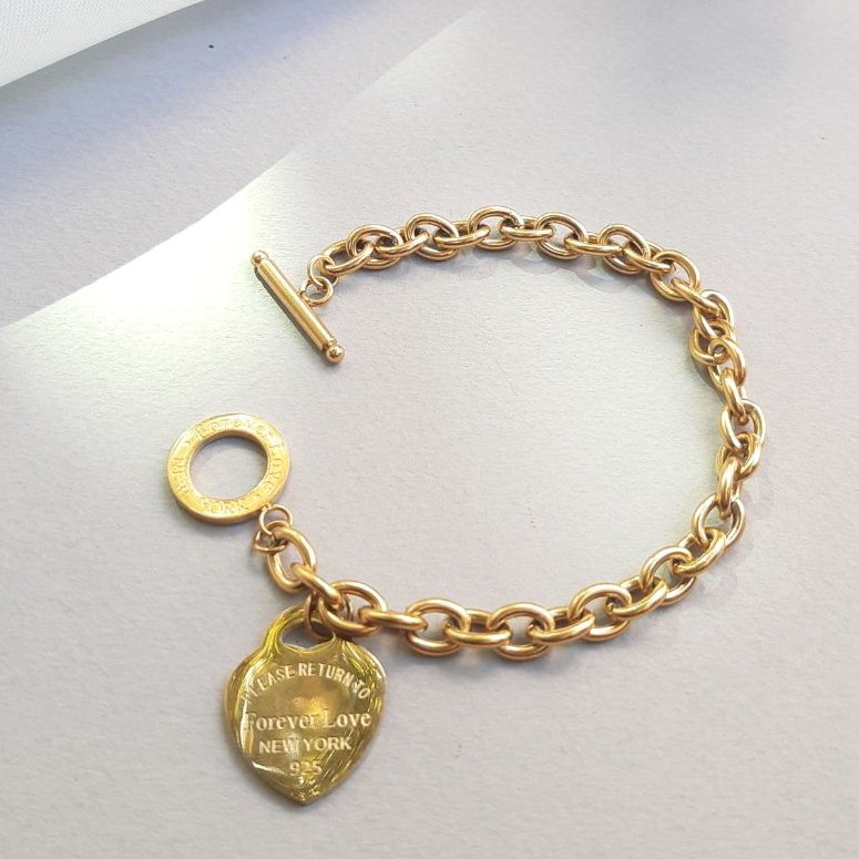 دستبند قفلTآویزقلب استیل رنگ ثابت