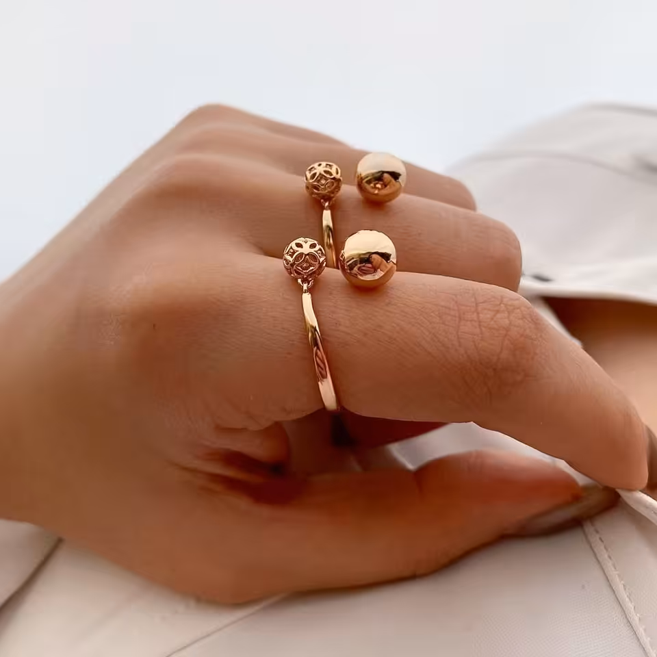 انگشتر دوگوی آویز دار ژوپینگ