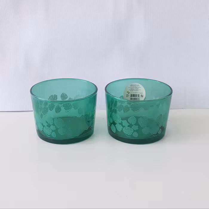 ظرف شیشه ای پاشاباغچه طرح برگ انجیری ست دوتایی