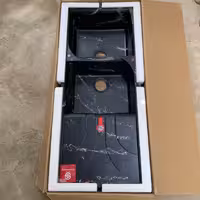 سینک گرانیتی مشکی رگه سفید سیفون گردباسیفون (پس کرایه)