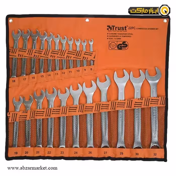 ست آچار یک سر تخت یک سر رینگ تراست 22 عددی مدل C-22PCS-SET