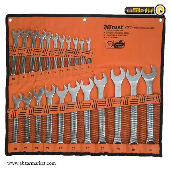 ست آچار یک سر تخت یک سر رینگ تراست 22 عددی مدل C-22PCS-SET