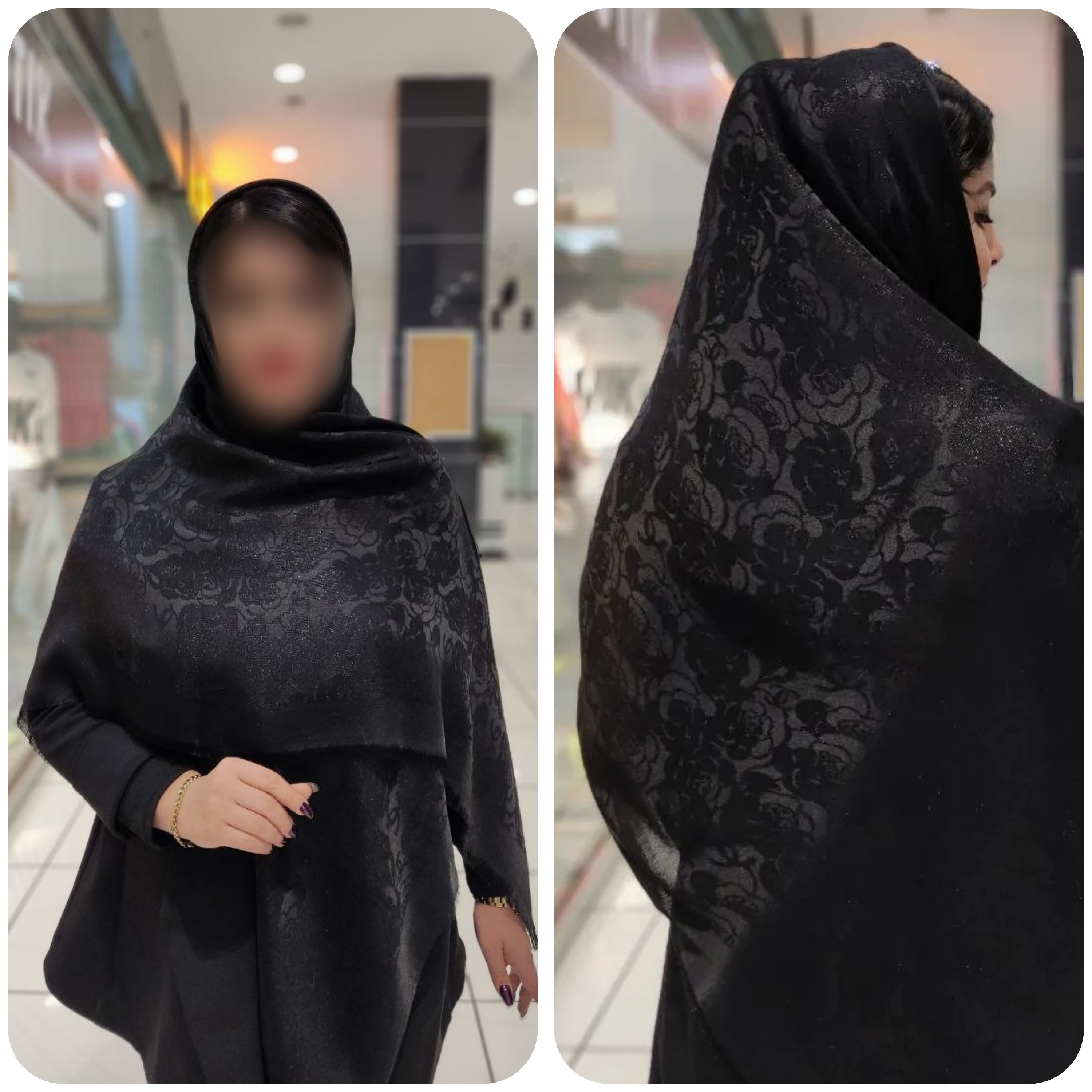 روسری نخ ابریشم ژاکارد دو رو لمه دار وارداتی