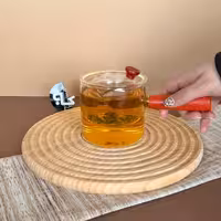 قوری دمنوش  پیرکس دسته چوبی