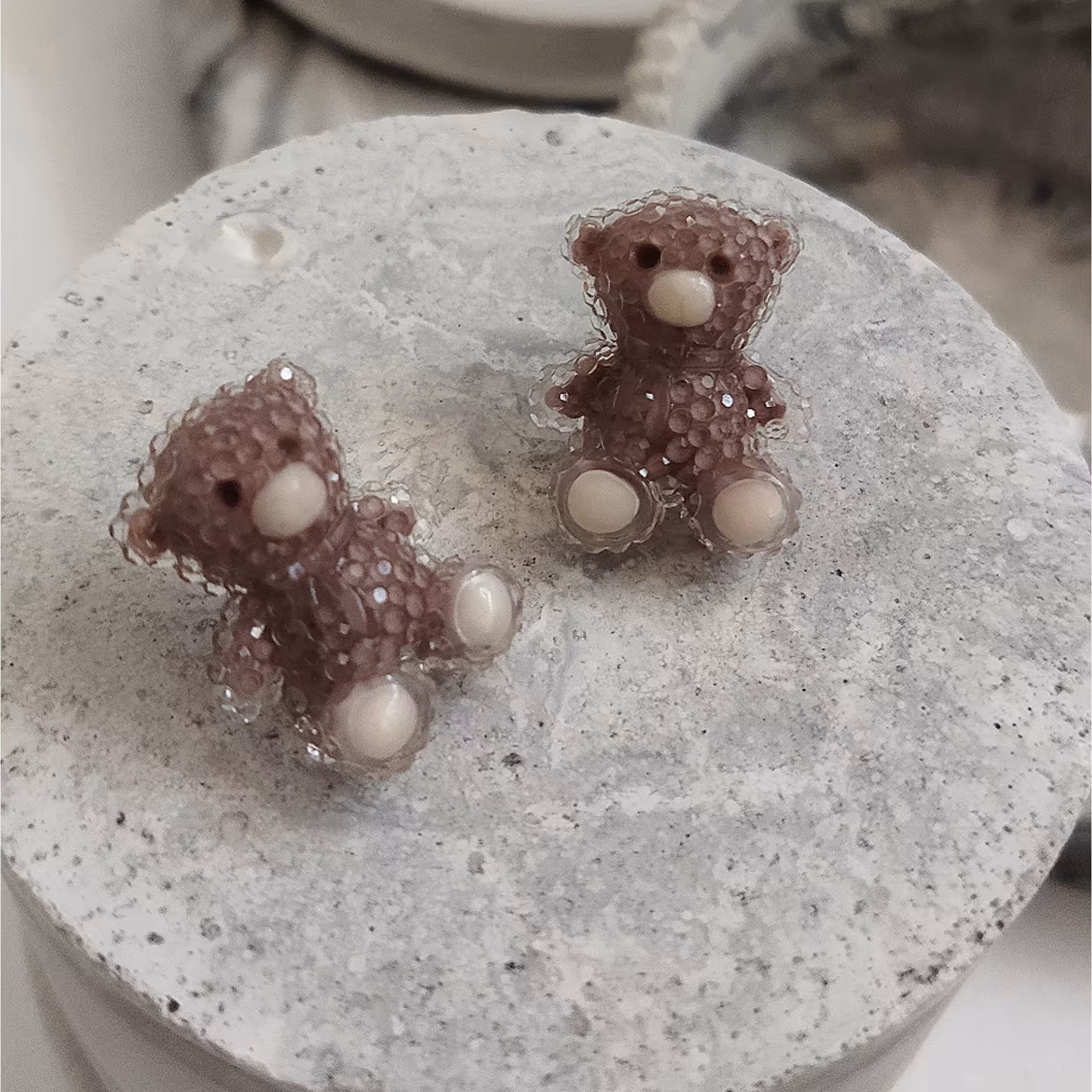 گوشواره ی آبنباتی میخ نقره خرسی تدی