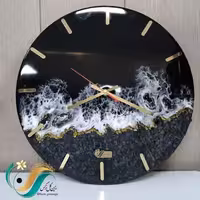 ساعت رزینی طرح دریای شب  جنس mdf موتور ساعت تایوانی آرامگرد قابل سفارش در ابعاد محتلف