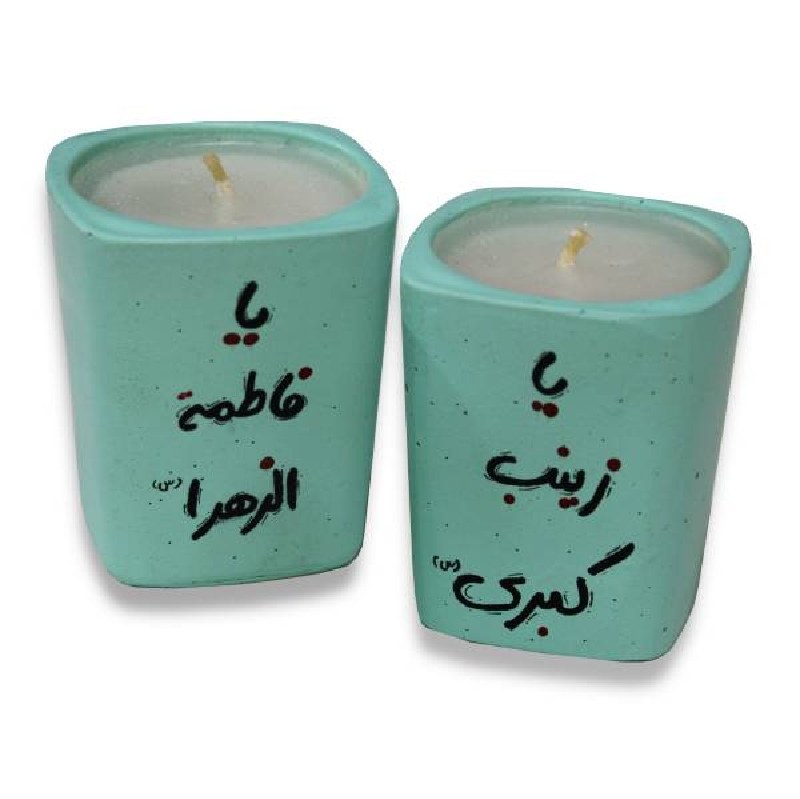 شمع عطری طرح مذهبی سایز کوچ رنگ آبی فیروزه ای