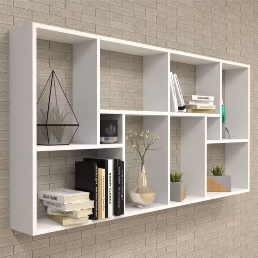 شلف کتابخانه دیواری mdf مدل N60 طوسی رنگ