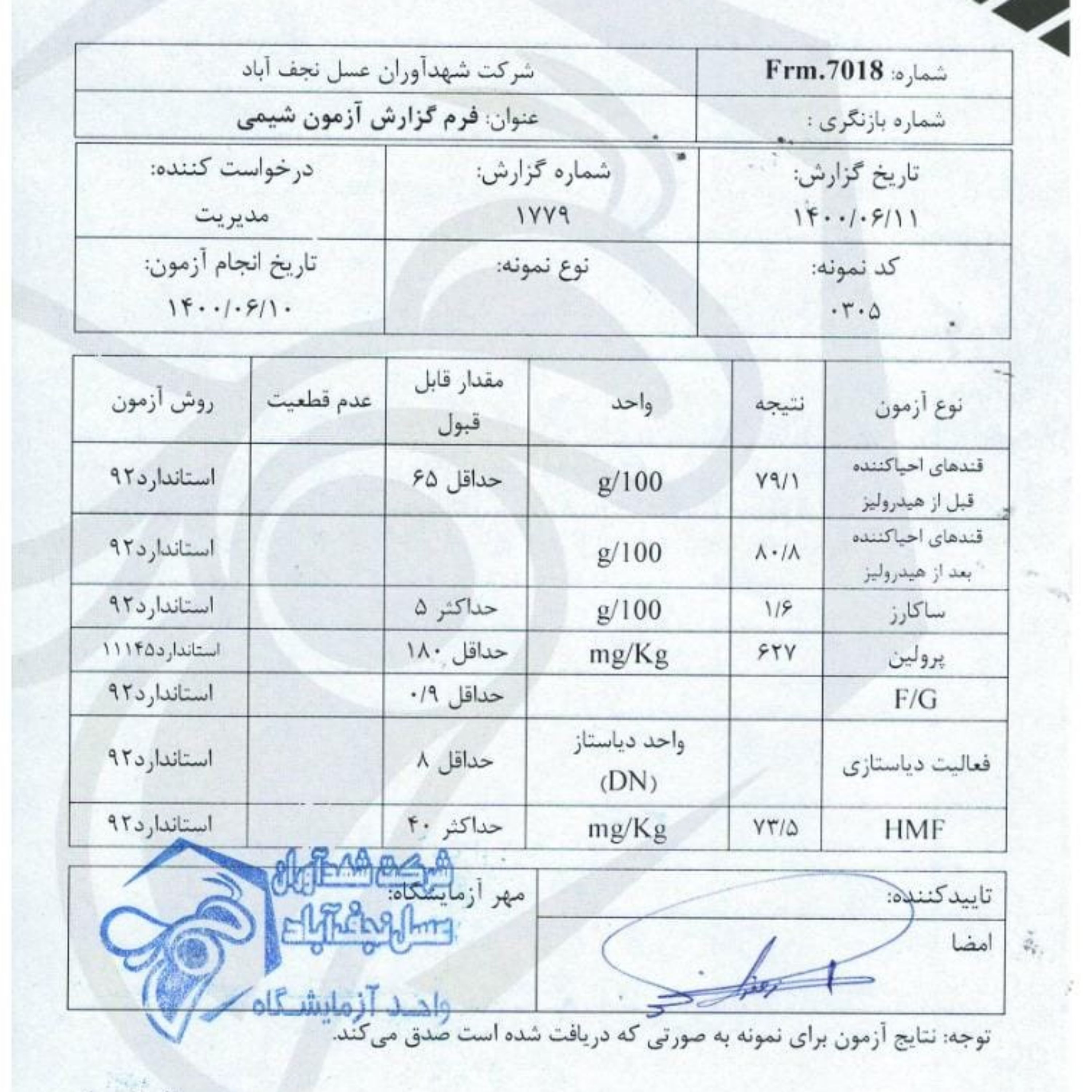 عسل چهل گیاه  نیم کیلویی  با برگه آزمایش  از تولید به مصرف  قیمت زنبور داری