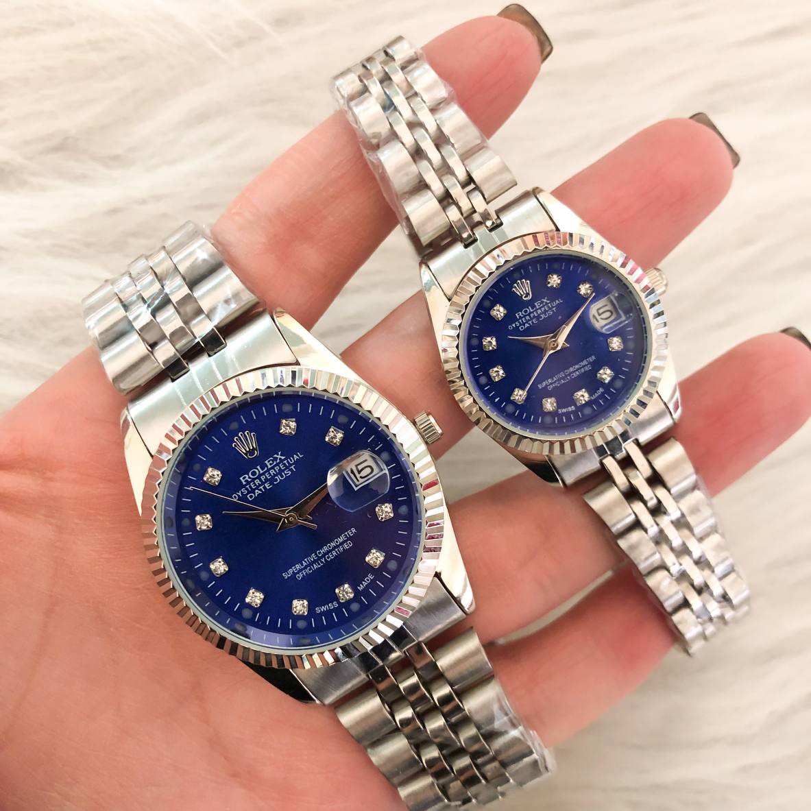 ساعت ست زنانه و مردانه رولکس بند استیل نقره ای به صورت تک