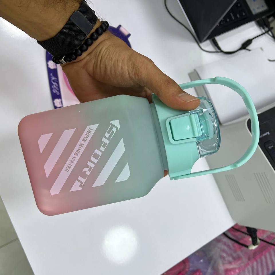 بطری اب ورزشی مربعی دسته دار