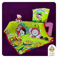 ست کیف و روسری مدل جی جی جان سبز ، رنگ زمینه سفید  ، بنفش، سبز  روسری قواره 70،جنس نخی تابستانه ، کیف سایز 20×26