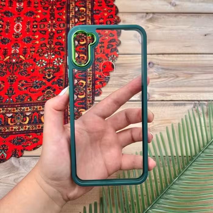 قاب گوشی Galaxy A11 - Galaxy M11 سامسونگ متال دور سیلیکونی شفاف سبز کد 28625