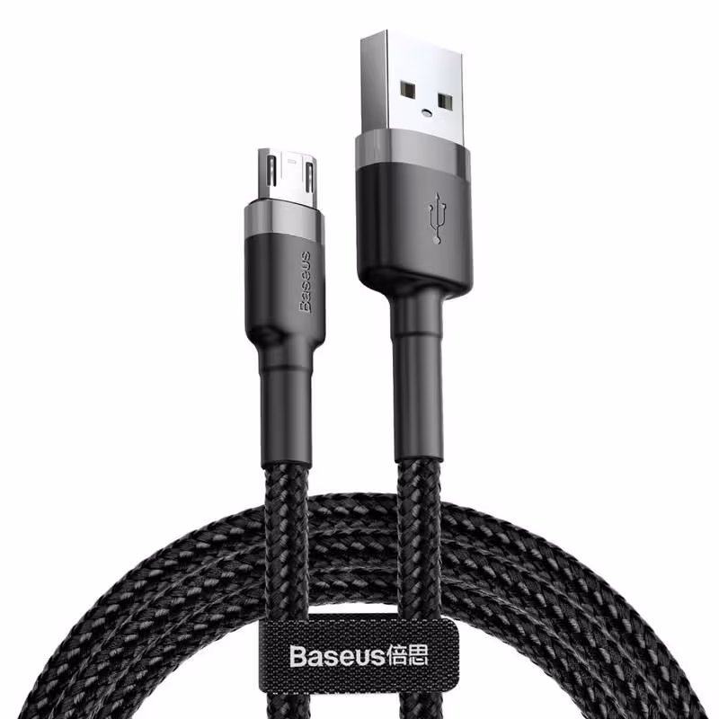 کابل شارژ و دیتا کوتاه micro-usb باسئوس مدل CAMKLF-A 2.4A طول 50cmBaseus CAMKLF-A 2.4A 50cm MicroUSB Cable