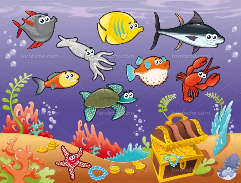 وکتور حیوانات دریایی با کیفیت | گرافیک با طعم تربچه