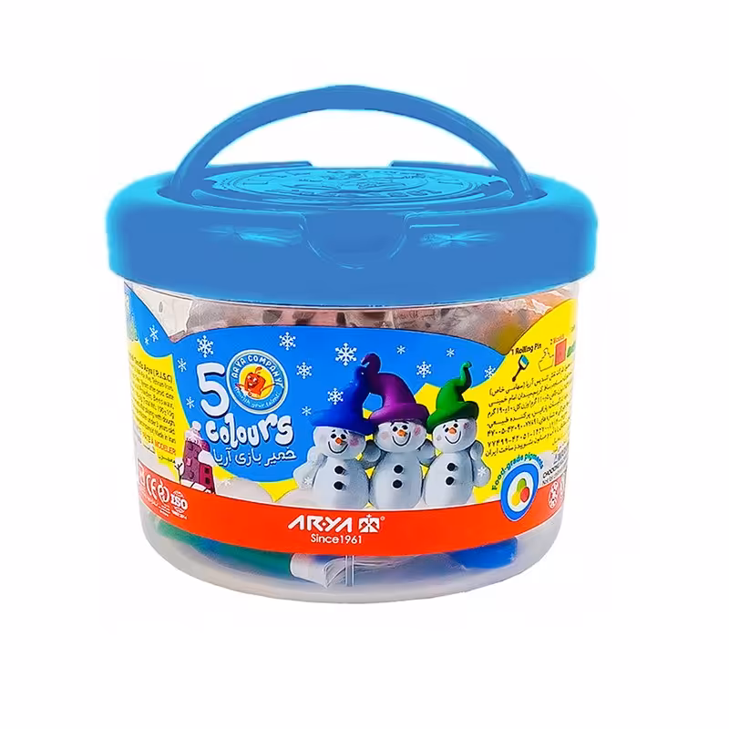 خمیر بازی سطلی 5 رنگ آریا مدل 1062 همراه با ابزار بازی