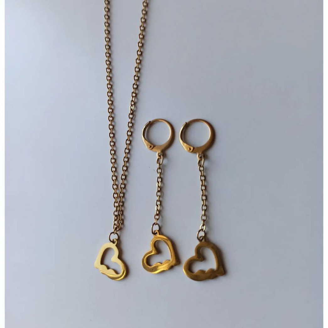 ست گردنبند و گوشواره ی قلبی