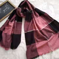 شال پشمی چارخونه صورتی