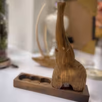 جا عودی و شمعدان فیل چوبی سینی دار  یک محصول و دو کارایی عالی با طراحی خاص