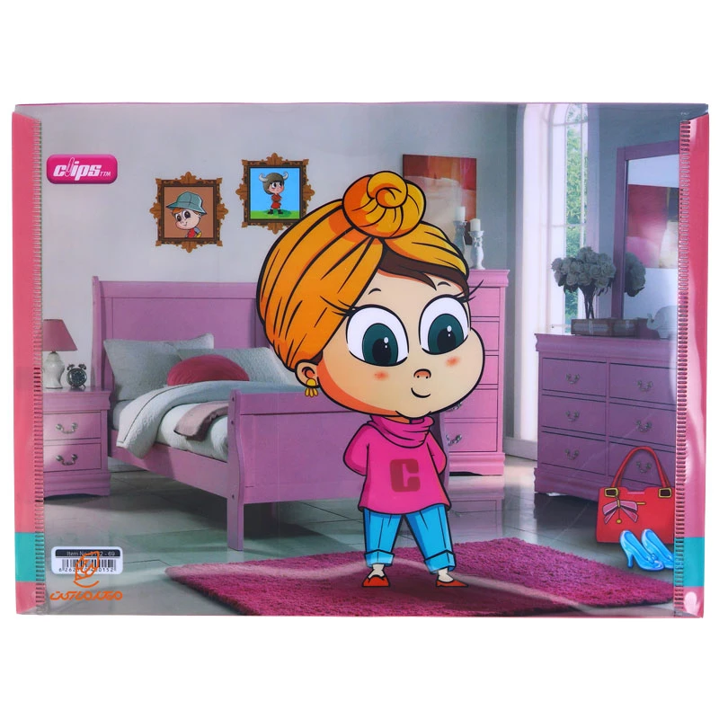 پوشه دکمه دار A5 طرح دختر بچه 152 کلیپس