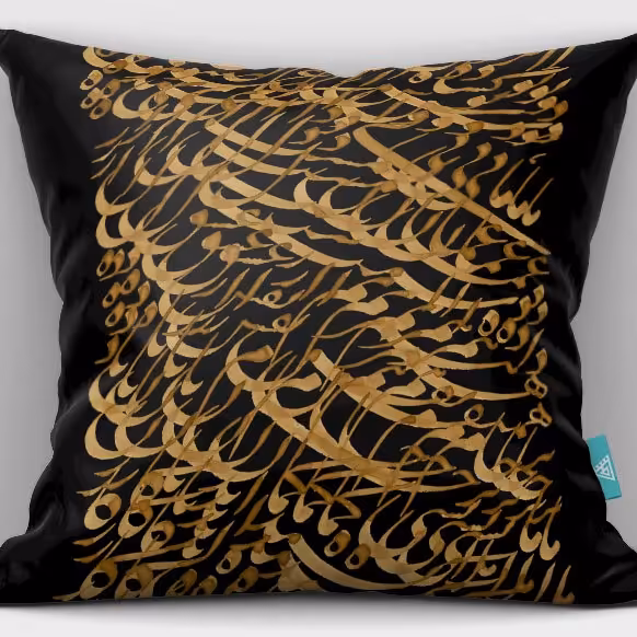 کاور کوسن مخمل 40x40 طرح  بی غمان مشکی آرت مان