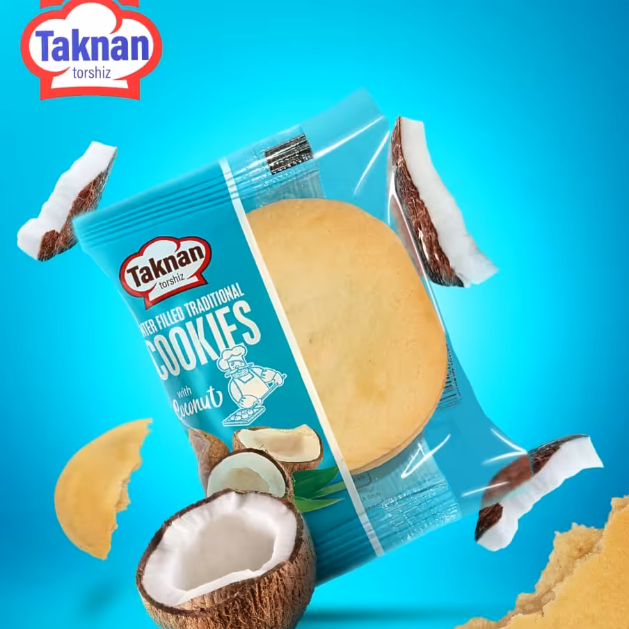 کلوچه نارگیلی 90 گرمی تکنان بسته 40 جفت