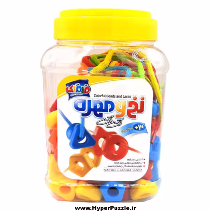 بازی فکری نخ و مهره رنگی رنگی 50 تایی