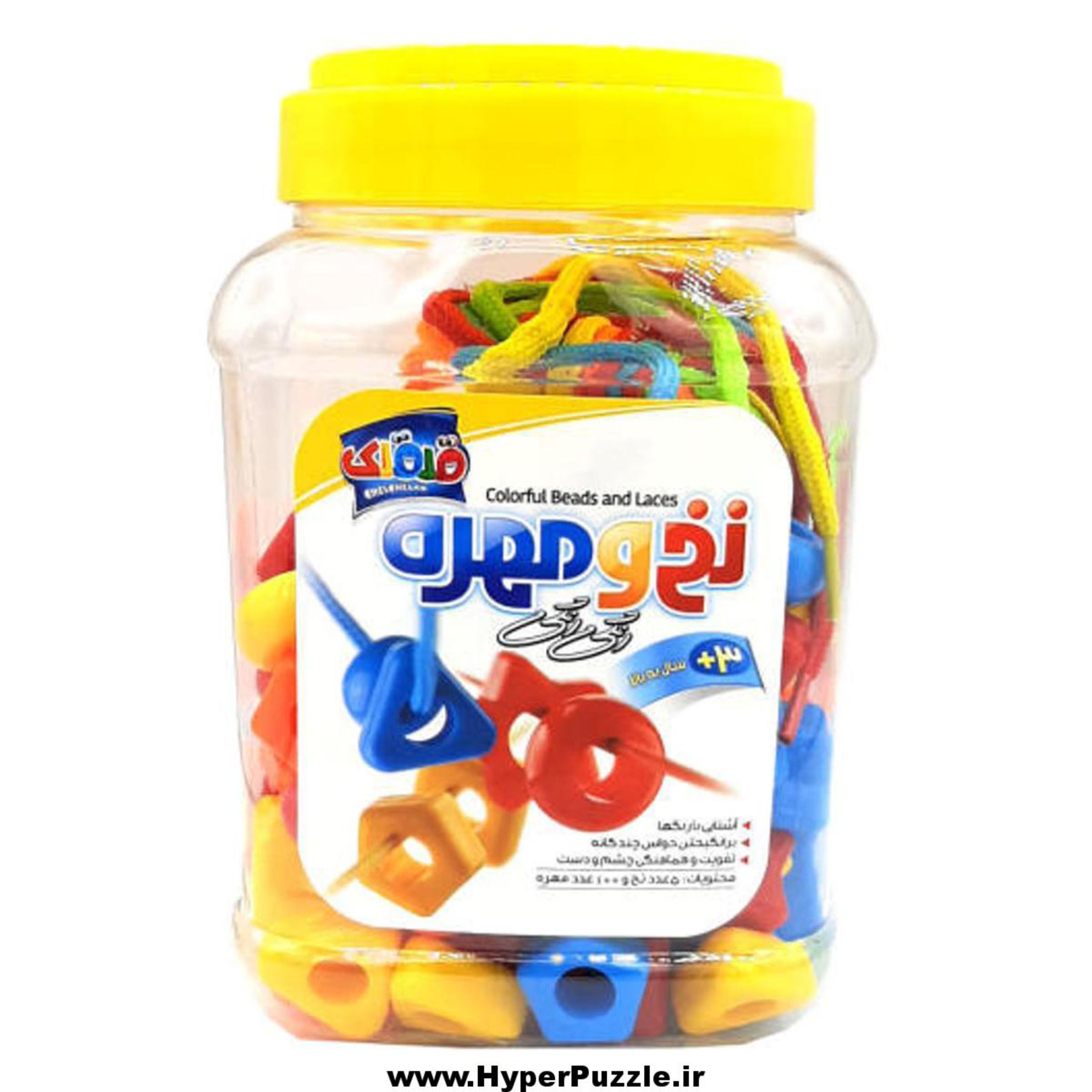 بازی فکری نخ و مهره رنگی رنگی 50 تایی