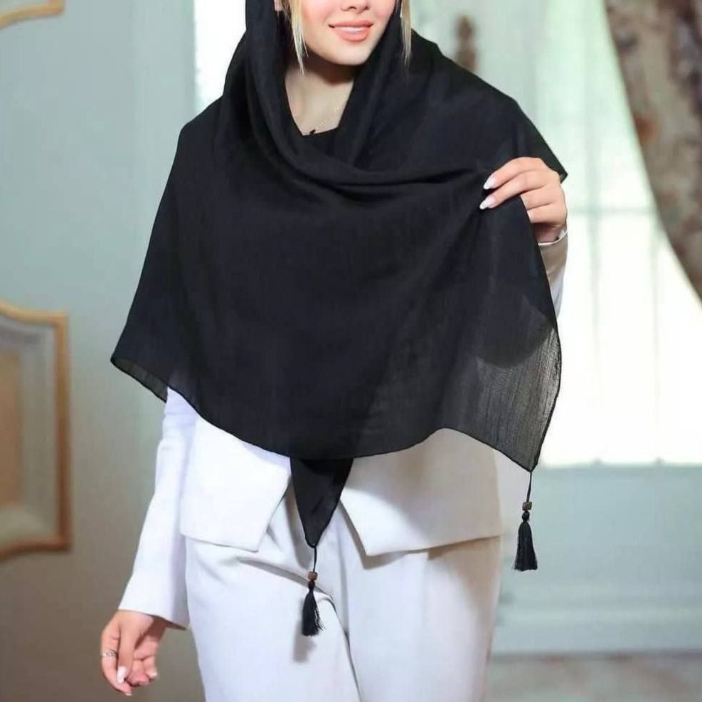 روسری نخی وال لسلپ منگوله دار