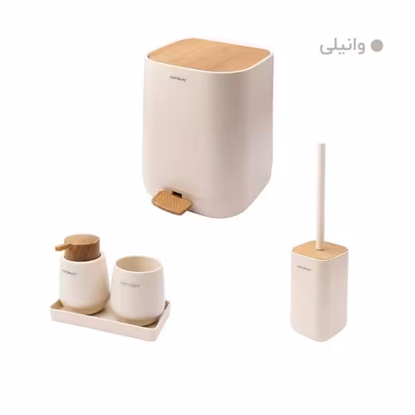 ست بهداشتی 5 پارچه کنتراست مدل میامی وانیلی چوب