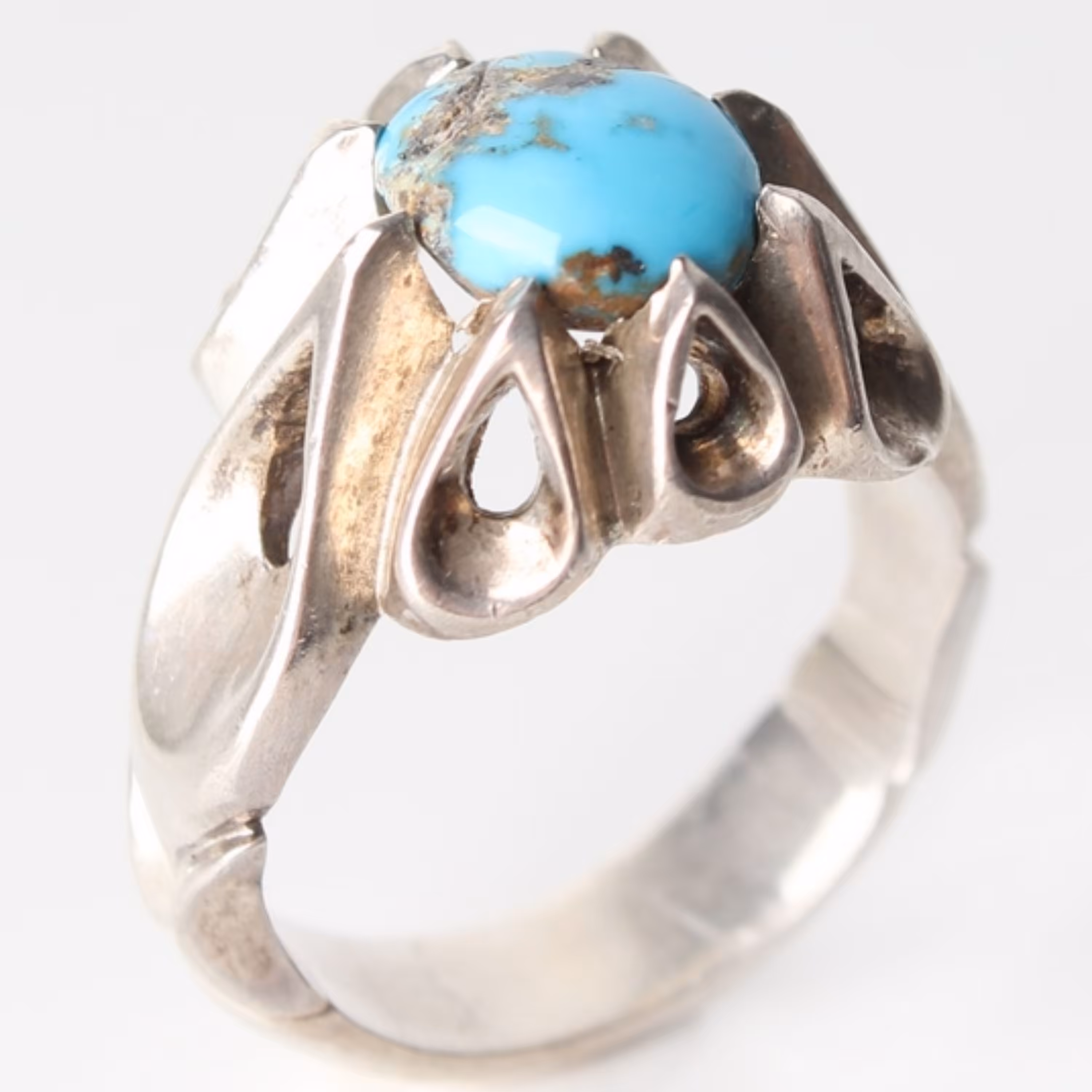 انگشتر نقره مردانه با نگین کوچک فیروزه ضدحساسیت کد 3421