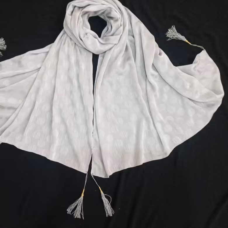 شال کریشه مجلسی طرح دار توپی منگوله دار با کیفیت  