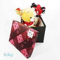 پک کادو ولنتاین ارزان بزرگ با عروسک خرس هاگز بی بی 31 سانتی