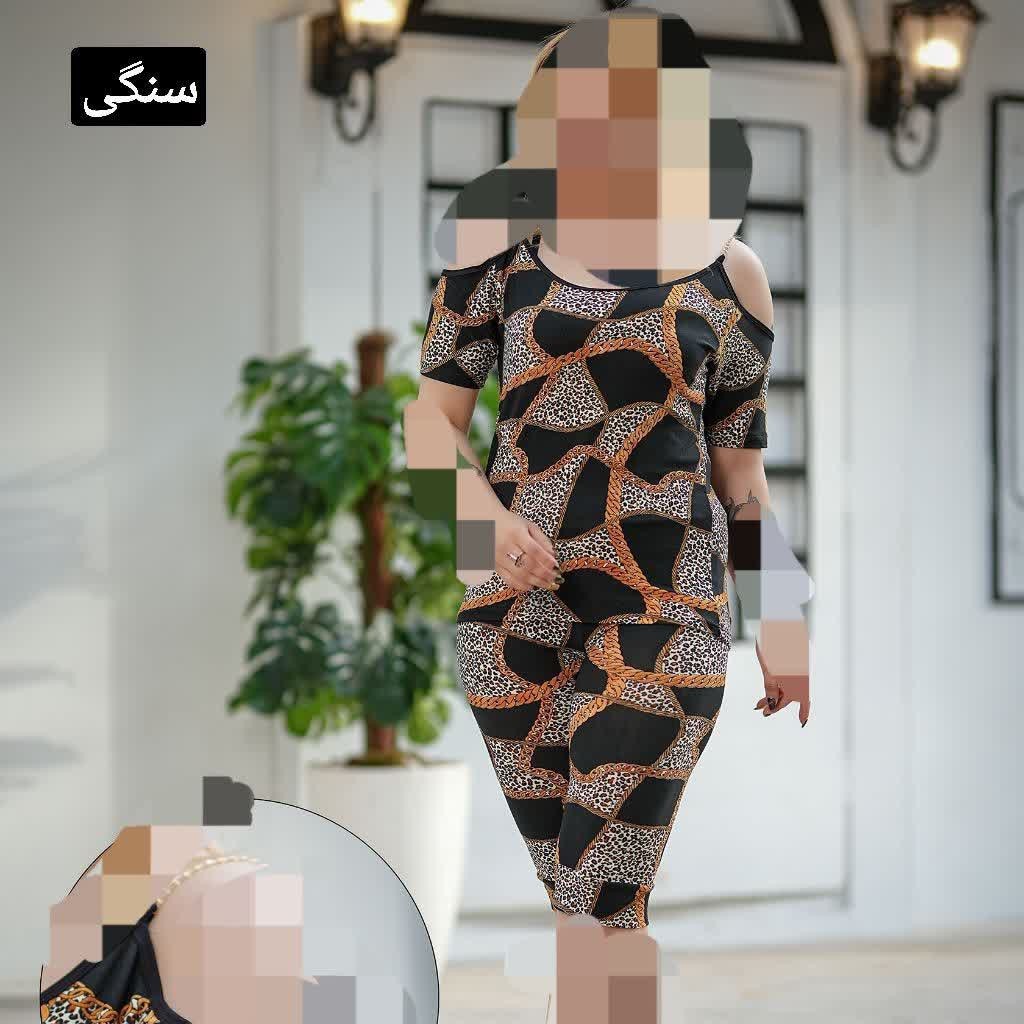 ست تاپ شلوارک زنانه طرح سنگی جنس فلامنت لطیف کشی ارسال رایگان