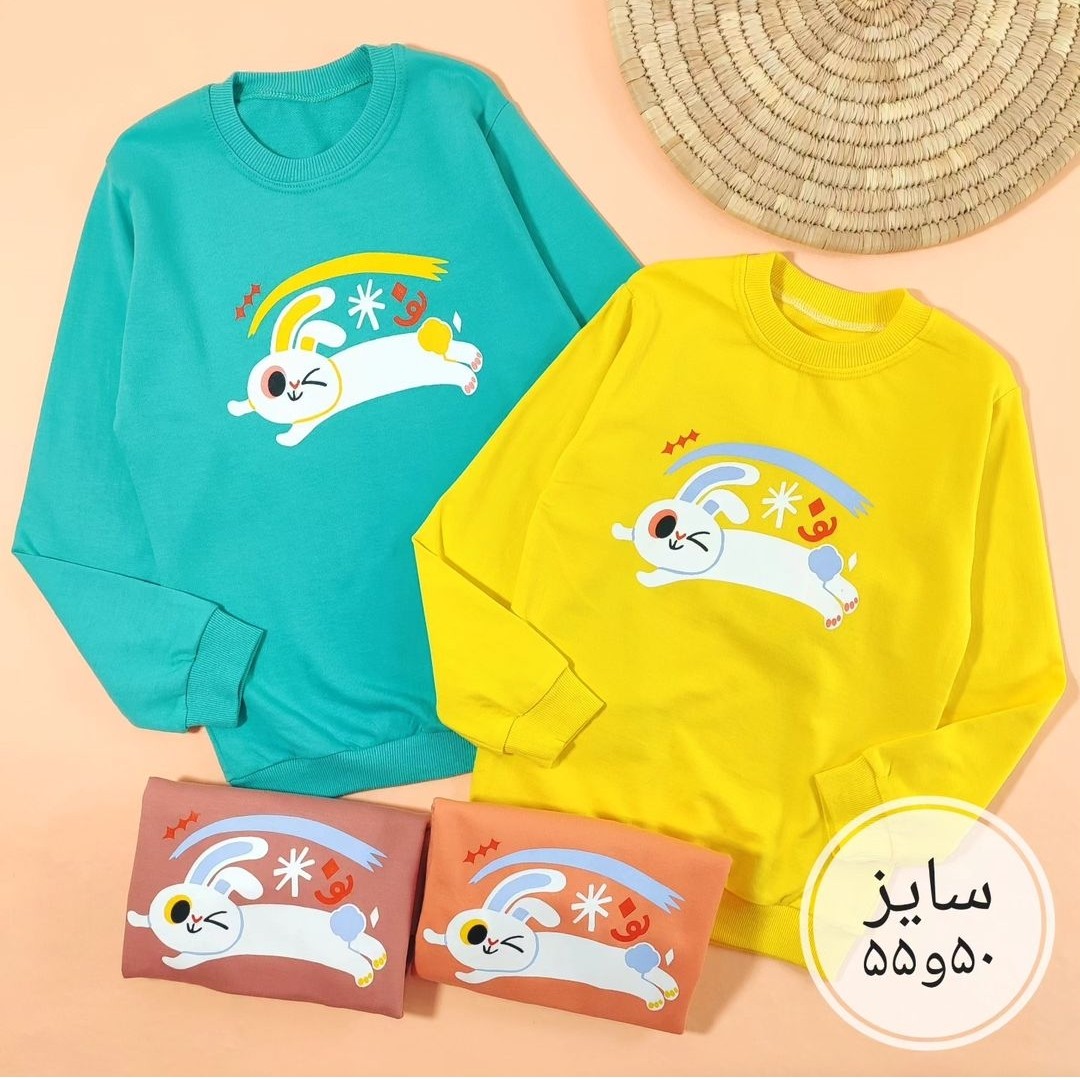 بلوز خرگوش دونده کد 6097 جنس دورس پنبه سایزبندی 50،55